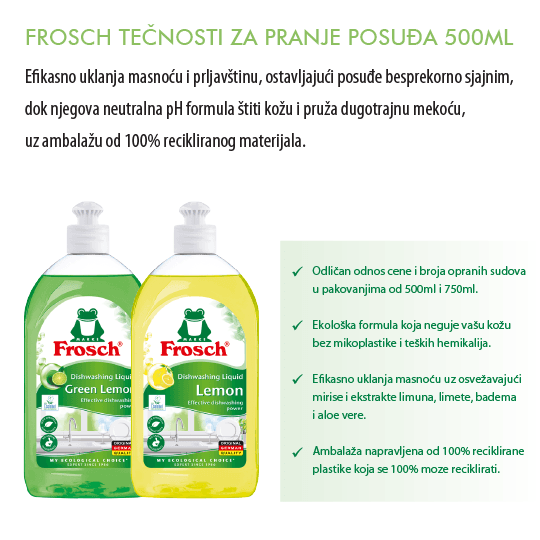 Frosch Green Lemon deterdžent za posuđe, 500 ml