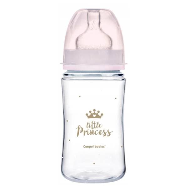 CANPOL BABIES Wide Neck Royal Baby flašica 240ml roze 0