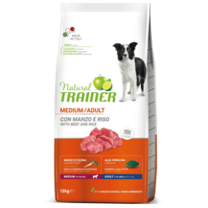NATURAL TRAINER medium adult hrana za pse govedina pirinač 12kg slide slika