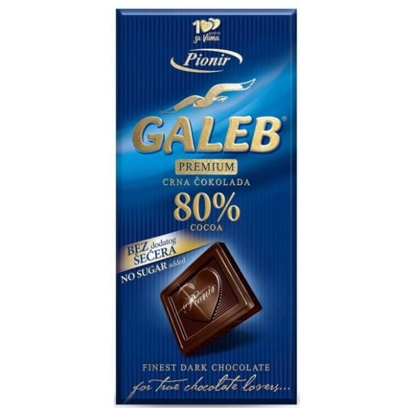 Čokolada PIONIR Galeb crna bez šećera 100g 0