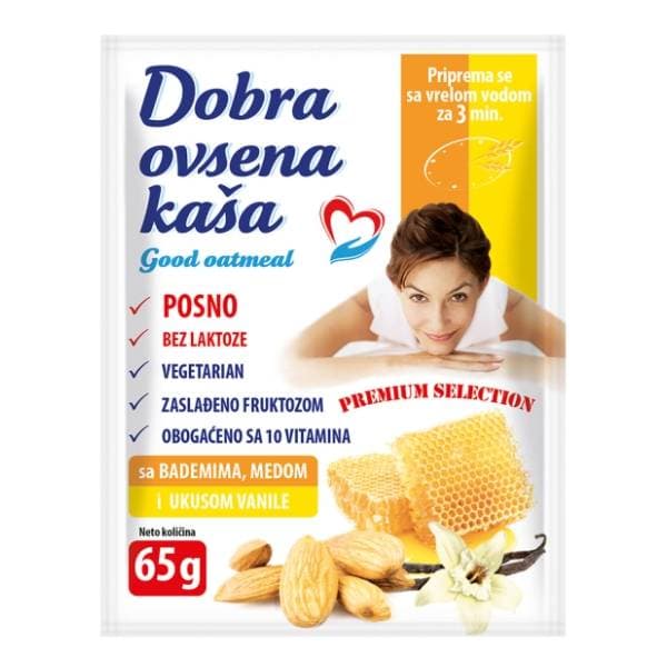 DOBRA ovsena kaša badem med vanila 65g 0