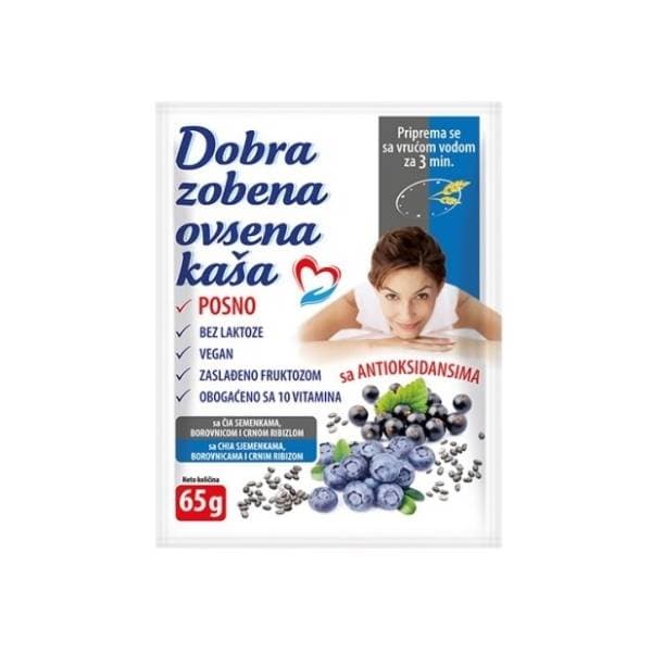 DOBRA ovsena kaša chia borovnica ribizla 65g 0