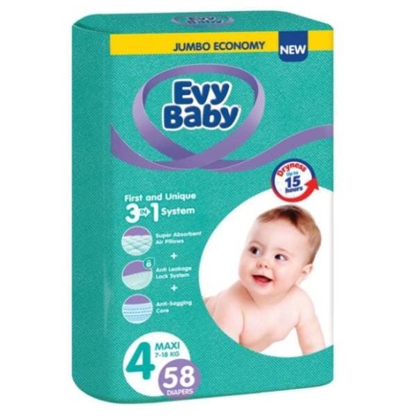 EVY BABY pelene 3u1 sistem 4 maxi 58kom 0