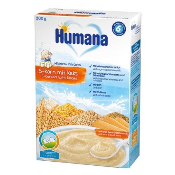 HUMANA mlečna kaša 5 žitarica keks 200g 0