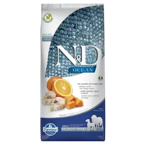 N&D Ocean Medium Maxi bakalar bundeva 12kg 0