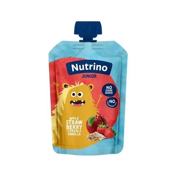 NUTRINO Junior voćni pire jabuka jagoda žitarice vanila 180g 0