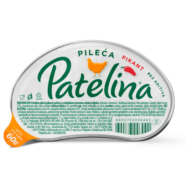 Pašteta PATELINA pileća pikant 60g 0