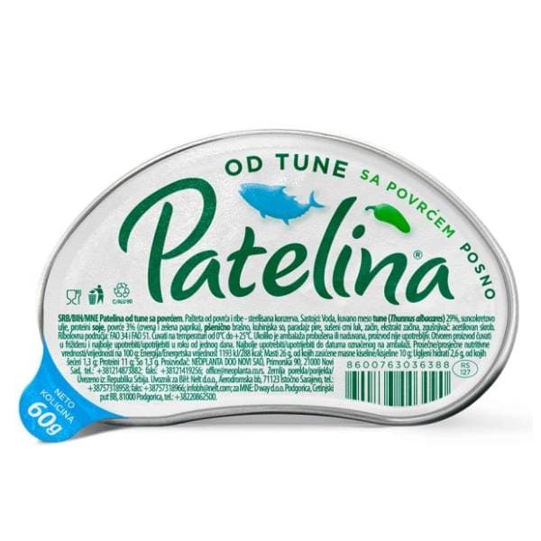Pašteta PATELINA tuna povrće 60g 0