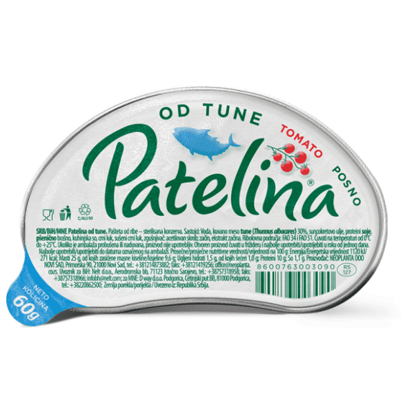 Pašteta PATELINA tuna tomato 60g 0