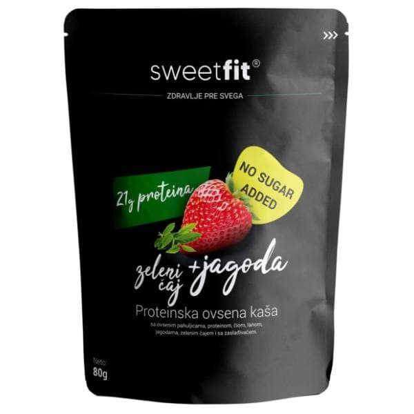 SWEETFIT proteinska ovsena kaša zeleni čaj i jagoda 80g 0
