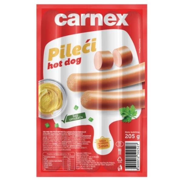Viršle CARNEX Hot dog 205g 0