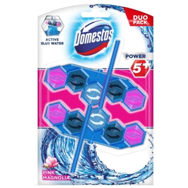 WC osveživač DOMESTOS power 5 blue water pink 2x53g 0