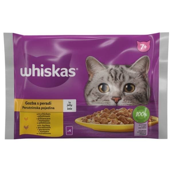 WHISKAS Senior hrana za mačke izbor živine 4x85g 0