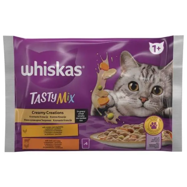 WHISKAS Tasty mix hrana za mačke jagnjetina i ćuretina 4x85g 0
