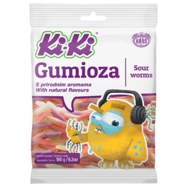 Gumene bombone Ki-Ki Sour worms 180g 0