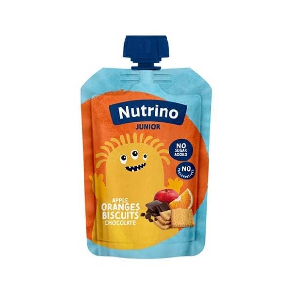 NUTRINO Junior voćni pire jabuka pomorandža keks čokolada 100g 0