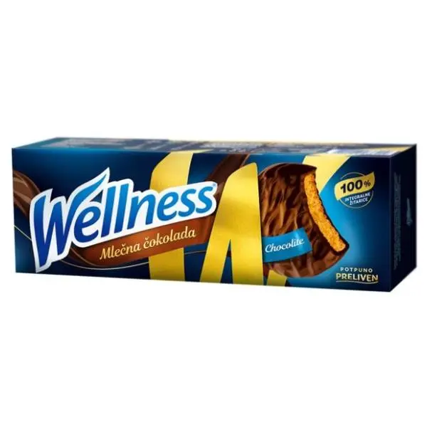 WELLNESS keks ovsene pahuljice čoko preliv 185g 0