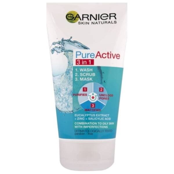 GARNIER gel za čišćenje lica + piling + maska 3u1 150ml 0