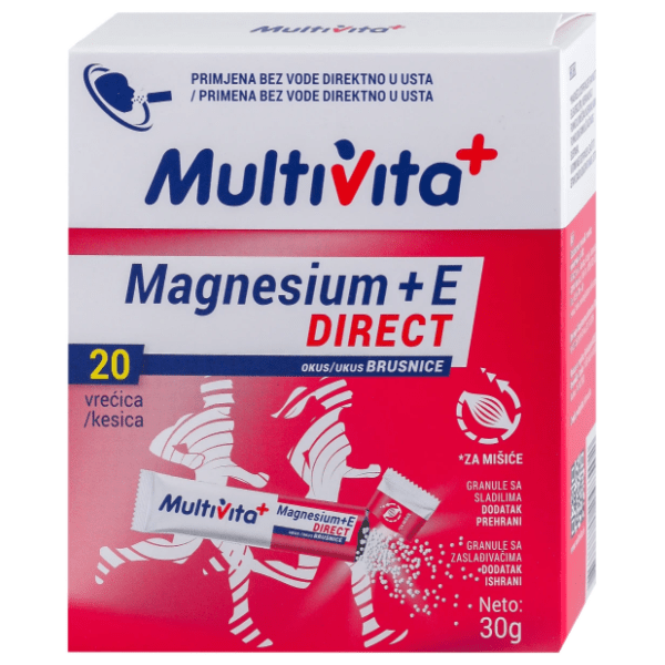 MULTIVITA Magnezium + E direct brusnica 20 kesica 0