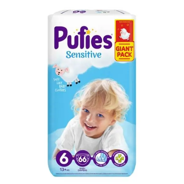 PUFIES pelene sensitive Giant pack 6 66kom 0