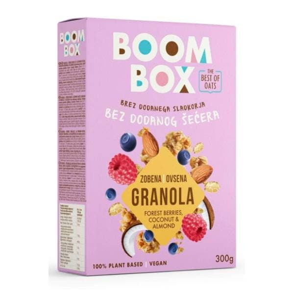 BOOM BOX ovsena granola šumsko voće kokos badem 300g 0
