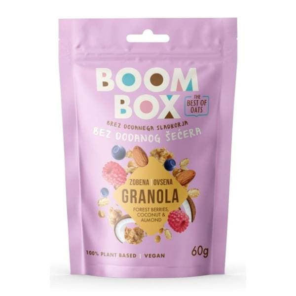 BOOM BOX ovsena granola šumsko voće kokos badem 60g 0
