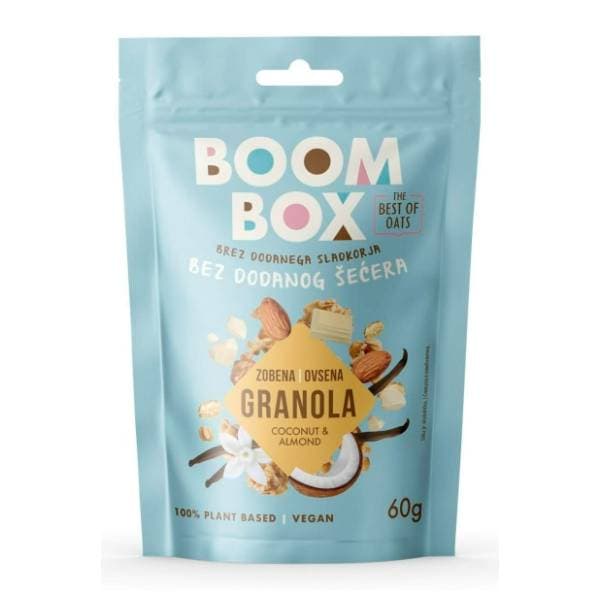 BOOM BOX ovsena granola kokos badem vanila čokolada 60g 0