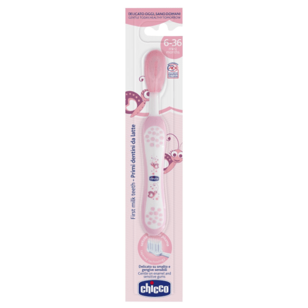 CHICCO dečija četkica za zube od 6 meseci roze 1kom 0