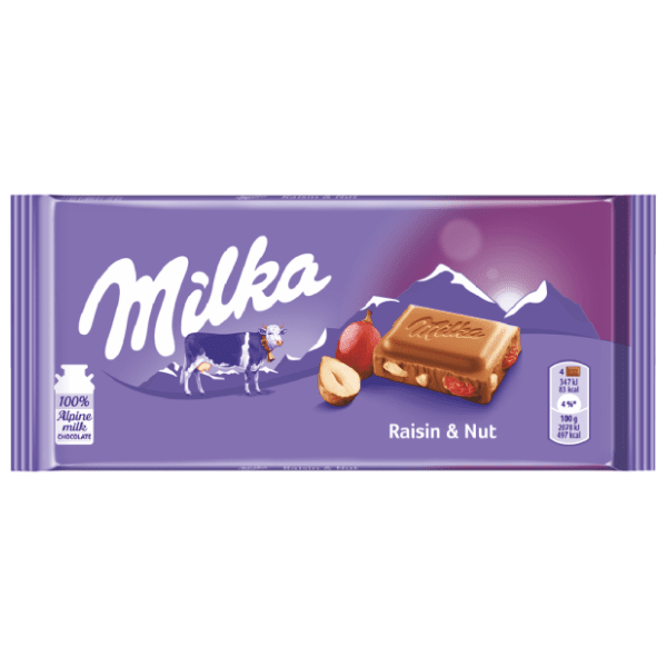 Čokolada MILKA grozđice lešnik 100g 0