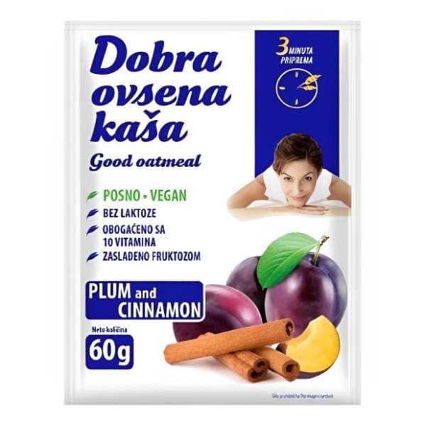 DOBRA ovsena kaša šljiva cimet 60g 0