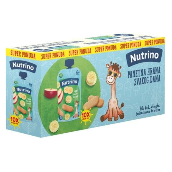 NUTRINO voćni pire jabuka banana keks 10x100g 0