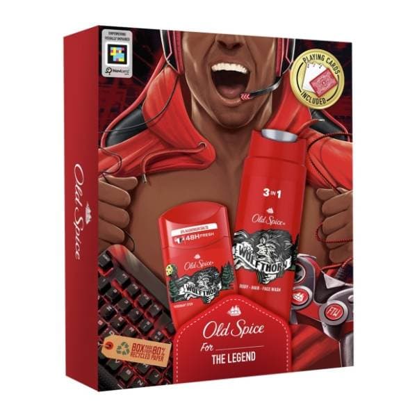 OLD SPICE set Wolfthorn (dezodorans, gel za tuširanje i karte) 0