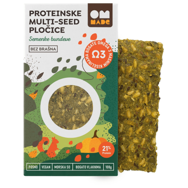 OM MADE proteinske multi seed pločice bez brašna bundeva 108g 0