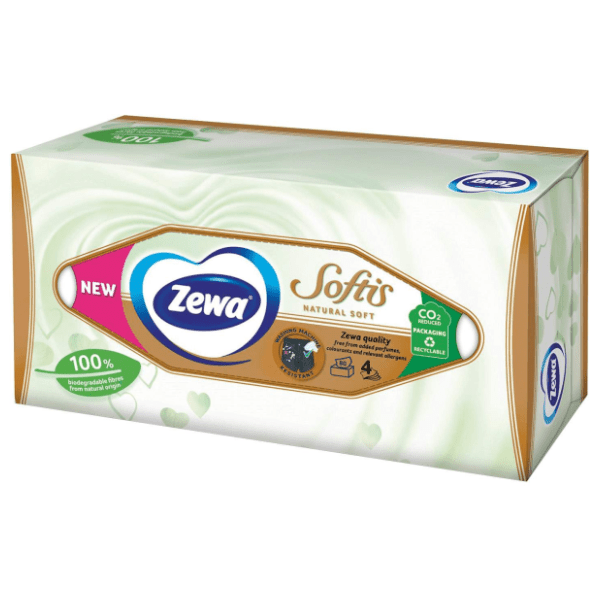 Papirne maramice ZEWA softis natural soft kutija 4sloja 80kom 0