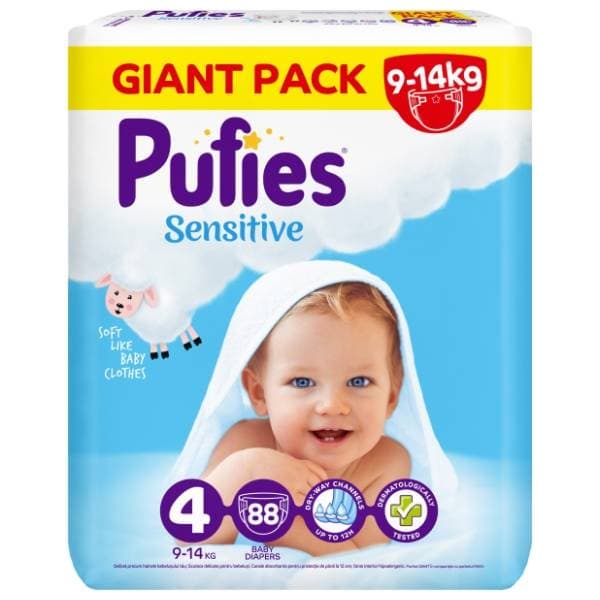PUFIES pelene sensitive Giant Pack 4 88kom 0