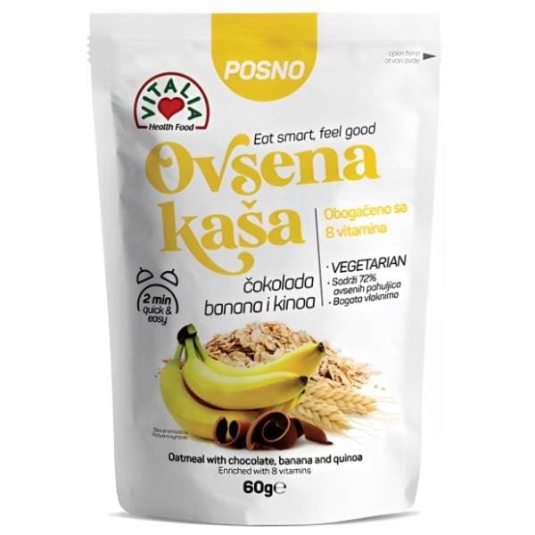 VITALIA ovsena kaša čokolada banana kinoa 60g 0