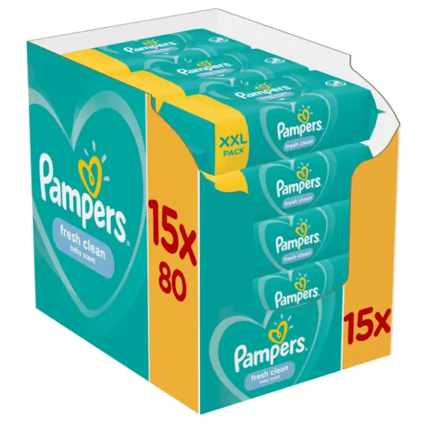 Vlažne maramice PAMPERS fresh clean 15x80kom 0
