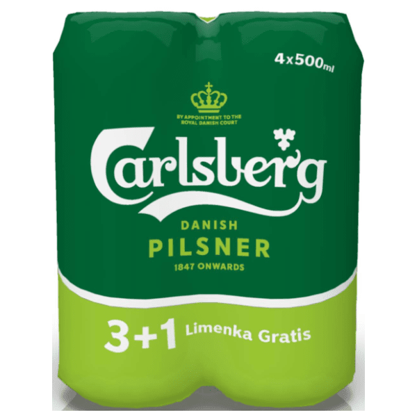 CARLSBERG pivo limenka 0,5l 3+1 gratis 0