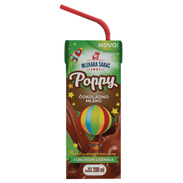 Čokoladno mleko Poppy sa lešnikom MLEKARA ŠABAC 200ml 0