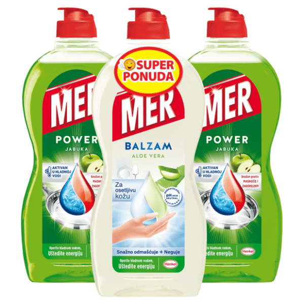 Deterdžent za posuđe MER Jabuka i aloe vera 3x450ml 0