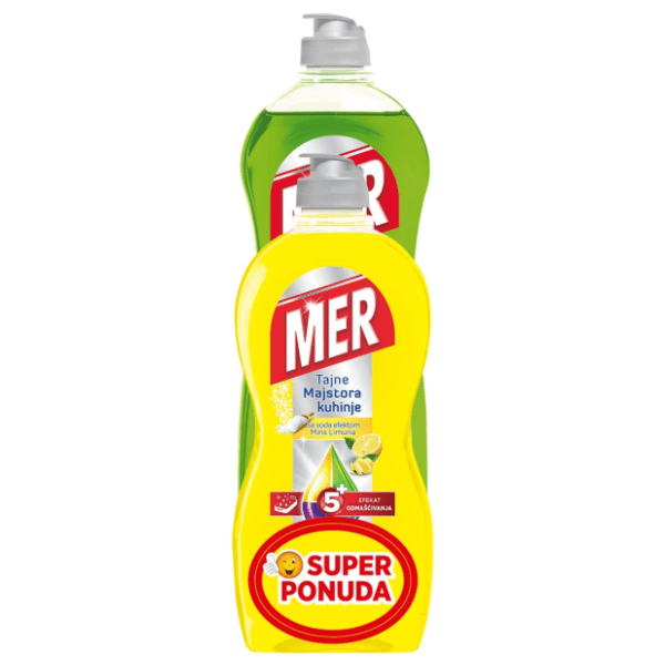 Deterdžent za posuđe MER Power jabuka 750ml + limun 450ml duopack 0