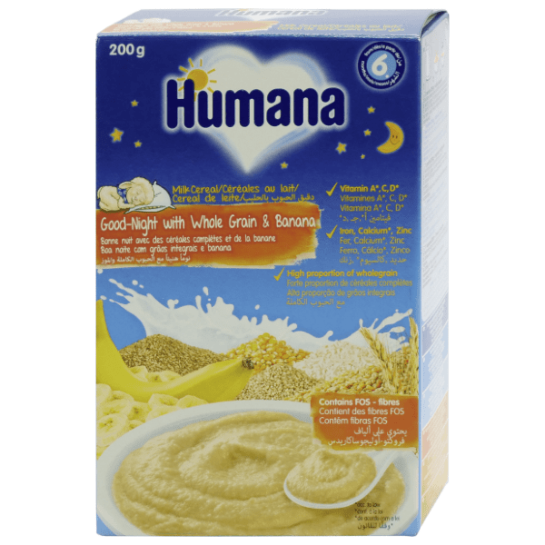 HUMANA Mlečna kašica za laku noć žitarice i banana 200g 0