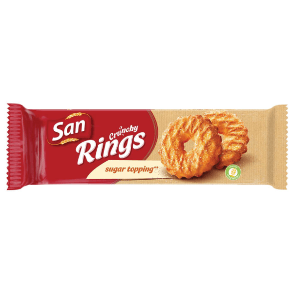 Keks SAN crunchy rings sugar topping 168g 0