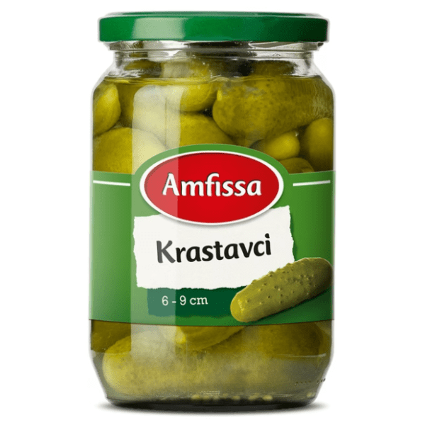 Krastavci AMFISSA pasterizovani 6-9cm 680g 0