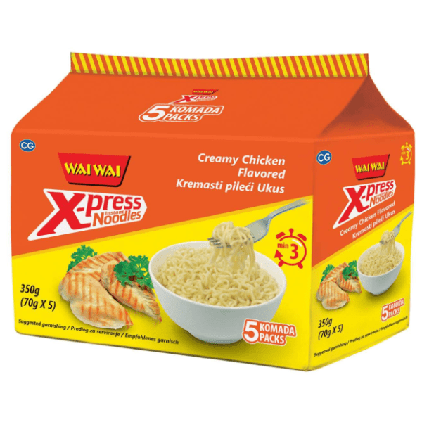 Nudle WAI WAI X-press piletina u krem sosu 350g 0