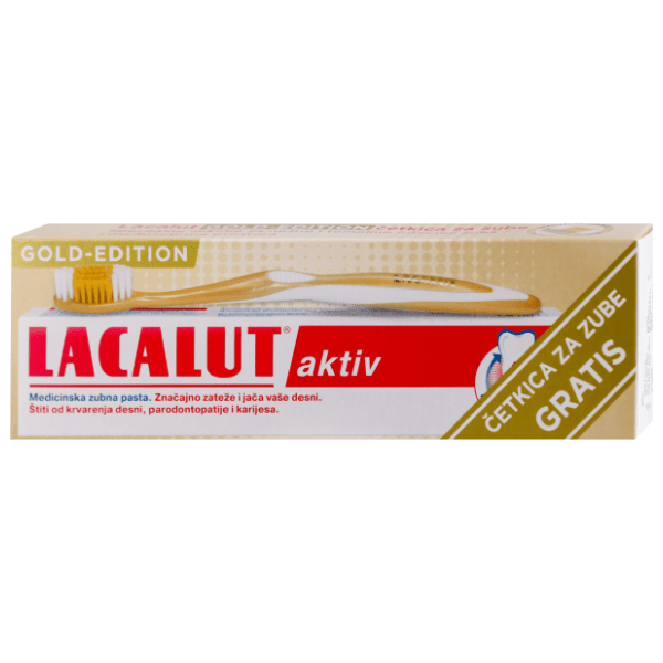 Pasta za zube LACALUT Aktiv 75ml + Gold četkica za zube gratis 0