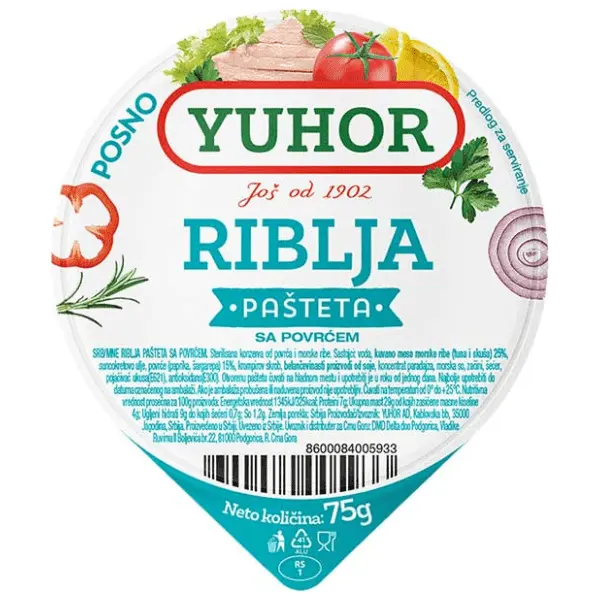 YUHOR Riblja pašteta sa povrćem 75g 0