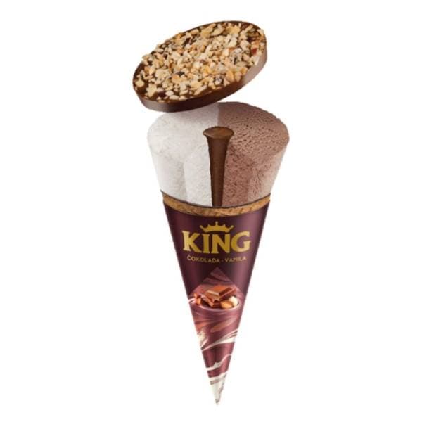 Sladoled KING kornet čokolada vanila 160ml 0