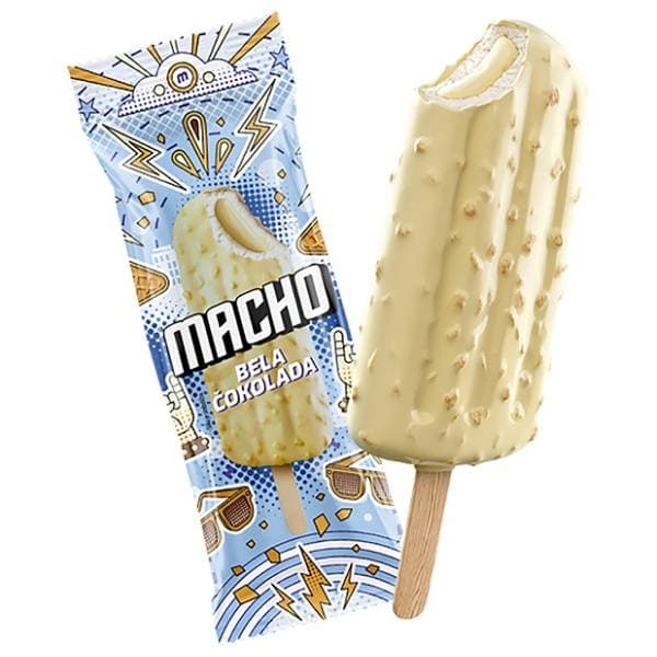 Sladoled MACHO bela čokolada 75ml 0