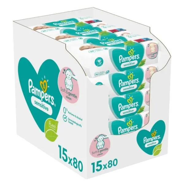 Vlažne maramice PAMPERS Sensitive 15x80kom 0